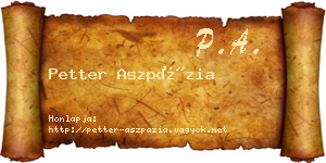 Petter Aszpázia névjegykártya